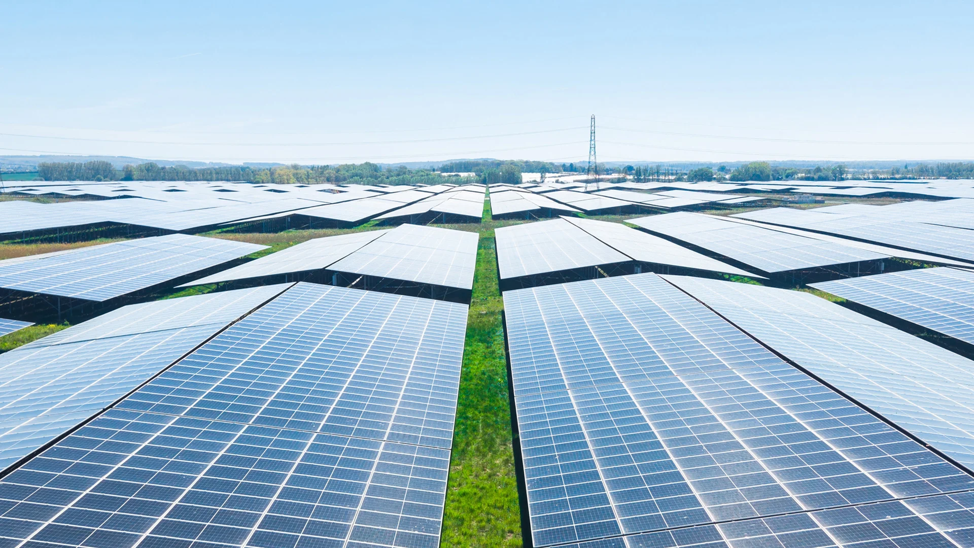 Solar panels in a field